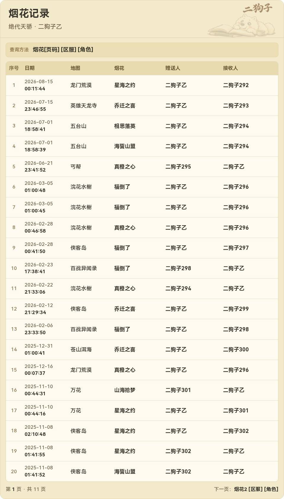 烟花查询结果