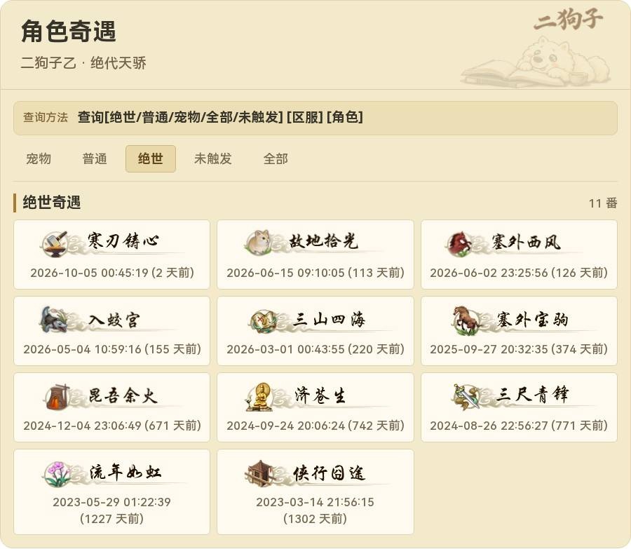 查询绝世查询结果