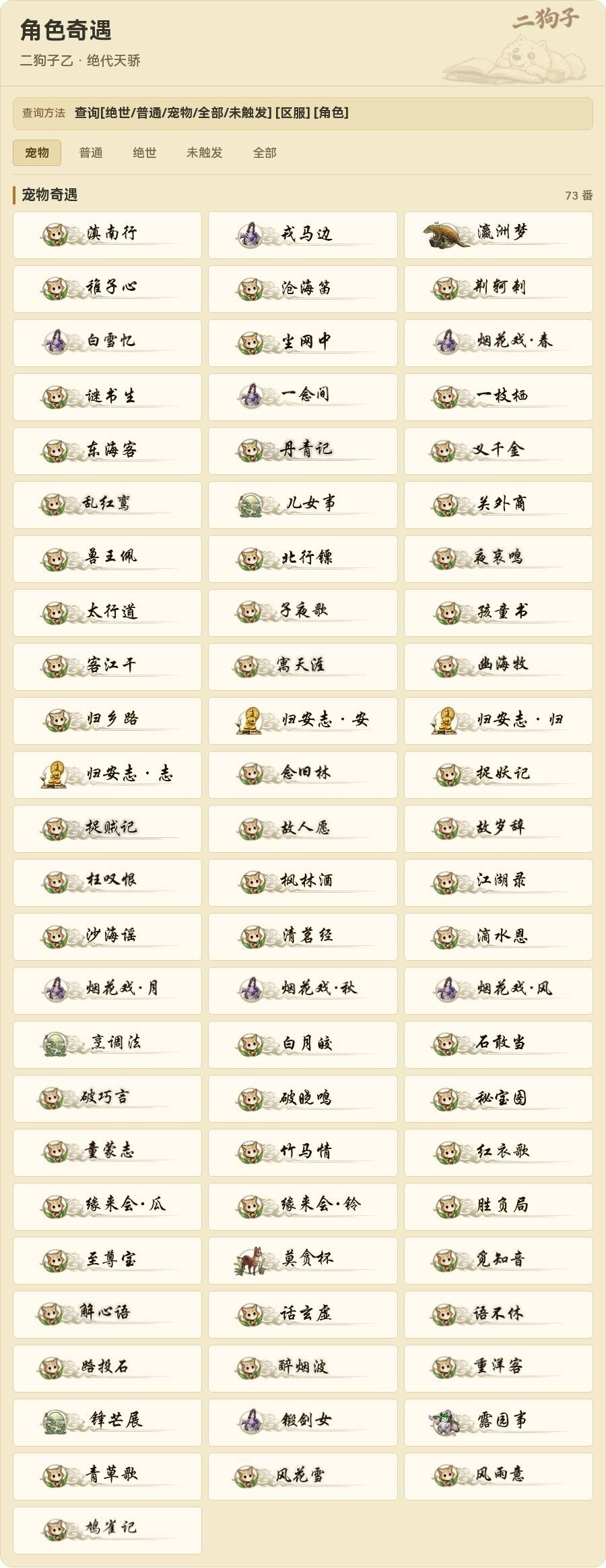 查询宠物查询结果